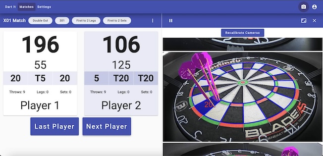 Throw View of Automatic Dart Scoring System Dart It